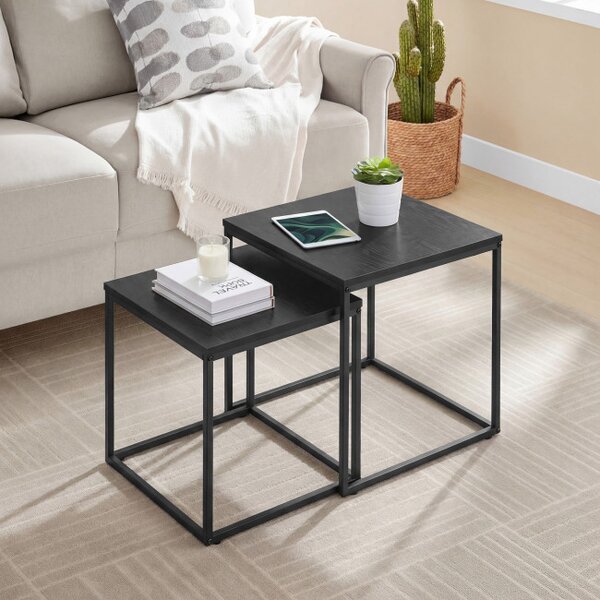 Sada 2 konferenčních stolků LOFT černá / černé nohy