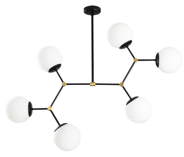 Černobílé závěsné svítidlo se skleněným stínidlem Damar – Opviq lights
