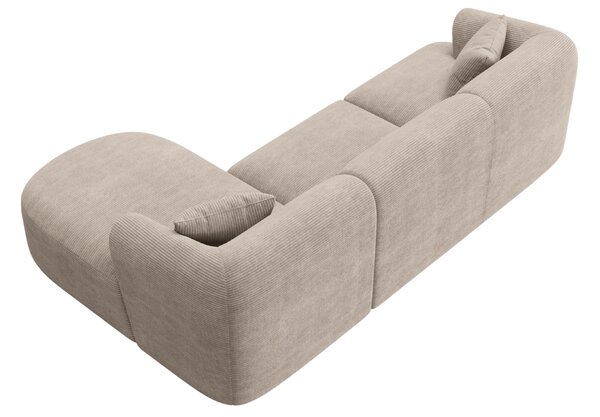 -25 % Dny MOMENTI– Cosmopolitan Design Béžová manšestrová rohová pohovka Campi 256 cm, pravá