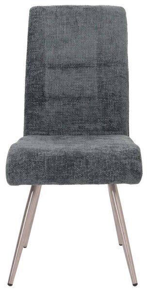 Sada 6 jídelních židlí HWC-G55, kuchyňská židle křeslo, broušená nerezová ocel tkanina/textil žinylka Oeko-Tex modrozelená