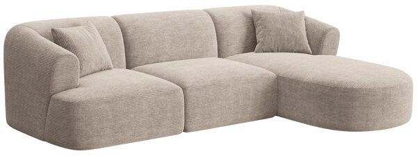 -25 % Dny MOMENTI– Cosmopolitan Design Béžová manšestrová rohová pohovka Campi 256 cm, pravá