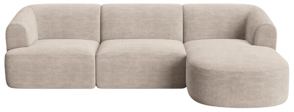 -25 % Dny MOMENTI– Cosmopolitan Design Béžová manšestrová rohová pohovka Campi 256 cm, pravá
