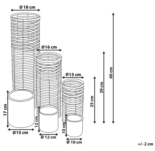 Sada 3 svícnů ROVARE Topolové dřevo 60/39/25 cm Šedá