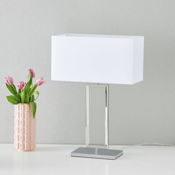 Helestra stolní lampa Enna 2, výška 53 cm, E14, bílá, textilní, Bílá / opál, Obývací pokoj / jídelna, Textil / tkanina / hedvábí, Moderní
