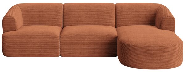 -25 % Dny MOMENTI– Cosmopolitan Design Terakotově oranžová manšestrová rohová pohovka Campi 256 cm, pravá