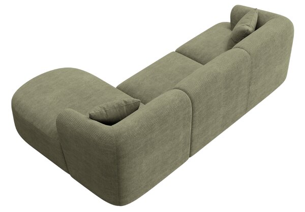 -25 % Dny MOMENTI– Cosmopolitan Design Zelená manšestrová rohová pohovka Campi 256 cm, pravá