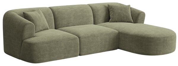 -25 % Dny MOMENTI– Cosmopolitan Design Zelená manšestrová rohová pohovka Campi 256 cm, pravá