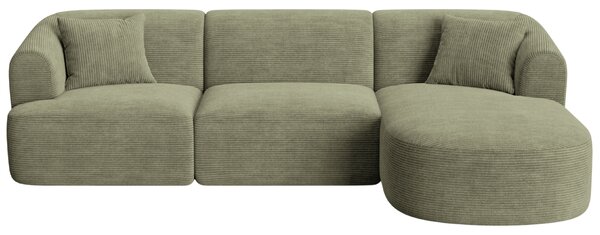-25 % Dny MOMENTI– Cosmopolitan Design Zelená manšestrová rohová pohovka Campi 256 cm, pravá