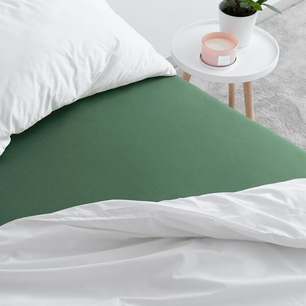 Goldea jersey elastické prostěradlo - tmavě zelené 90 x 200 cm
