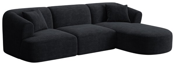 -25 % Dny MOMENTI– Cosmopolitan Design Černá manšestrová rohová pohovka Campi 256 cm, pravá