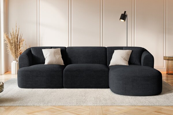-25 % Dny MOMENTI– Cosmopolitan Design Černá manšestrová rohová pohovka Campi 256 cm, pravá