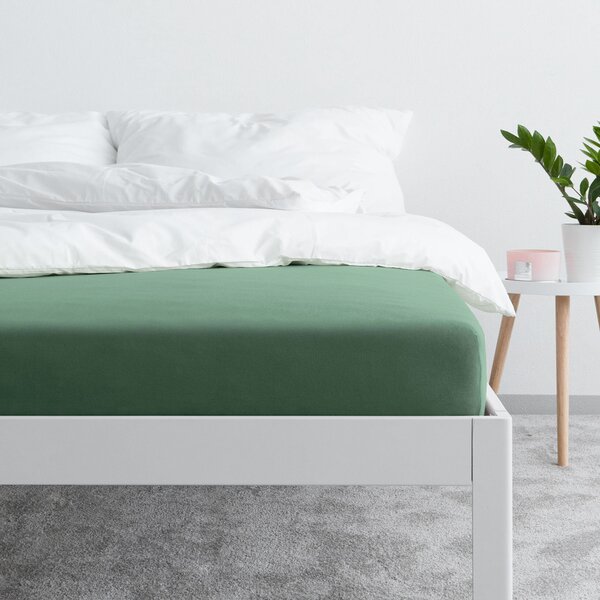 Goldea jersey elastické prostěradlo - tmavě zelené 90 x 200 cm