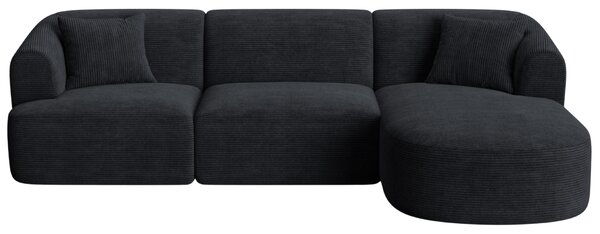 -25 % Dny MOMENTI– Cosmopolitan Design Černá manšestrová rohová pohovka Campi 256 cm, pravá