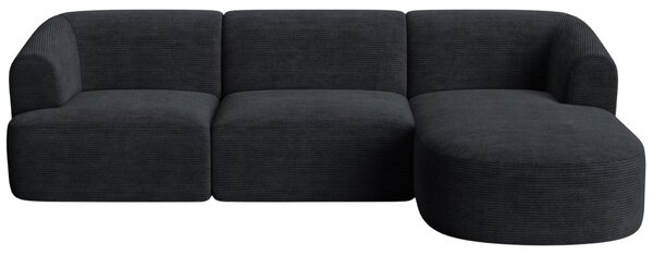 -25 % Dny MOMENTI– Cosmopolitan Design Černá manšestrová rohová pohovka Campi 256 cm, pravá