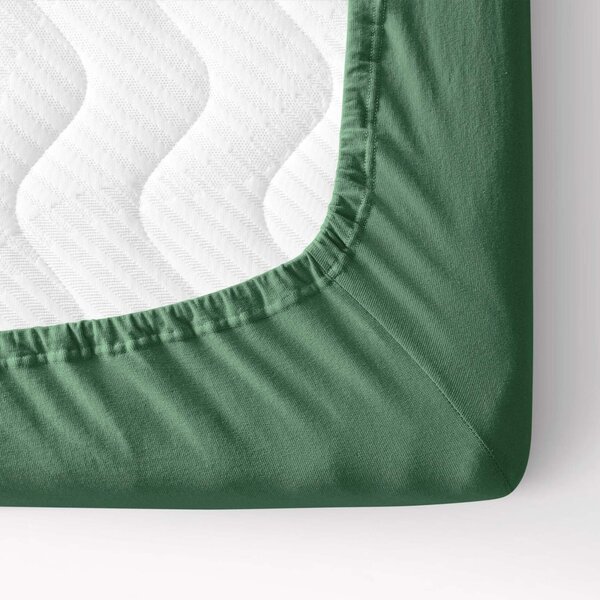 Goldea jersey elastické prostěradlo - tmavě zelené 90 x 200 cm
