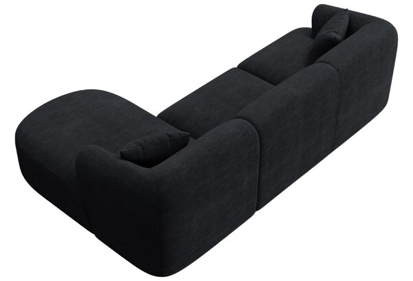 -25 % Dny MOMENTI– Cosmopolitan Design Černá manšestrová rohová pohovka Campi 256 cm, pravá