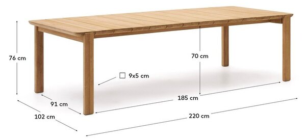 Zahradní jídelní stůl z teakového dřeva 102x220 cm Icaro – Kave Home