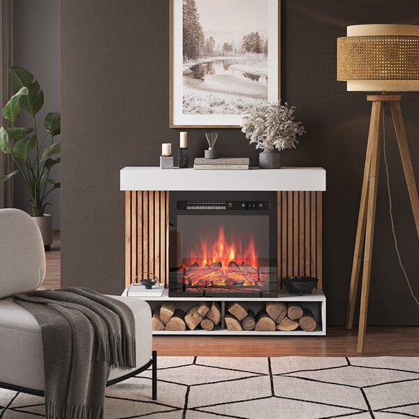 Elektrický krb Vicco Lynea Bílá 100 cm s realistickým efektem plamene a 1800W topným tělesem, Model 51887