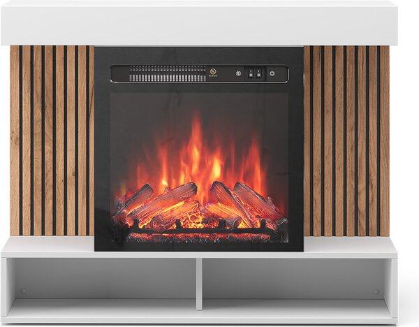 Elektrický krb Vicco Lynea Bílá 100 cm s realistickým efektem plamene a 1800W topným tělesem, Model 51887