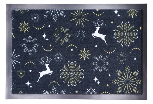 Mercury Flooring, Rohožka vánoční Sněhové vločky se soby, 40x60, vícebarevná