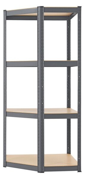 Juskys Rohový regál - 160x75x40-75 cm - šedý