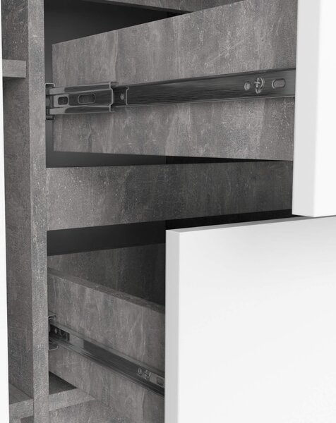 Akord Komoda 2 dveře 3 zásuvky beton/bílá 101x35x76 cm