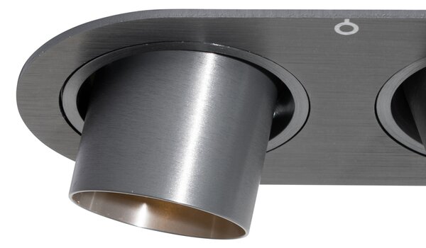 Sada 6 zapuštěných bodových svítidel Gunmetal GU10 35mm Sklopná 2-světla - Installa