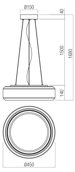 Redo 01-3592 - LED Lustr na lanku SOLERA LED/36W/230V pr.45 cm CRI 93 3000/4000K