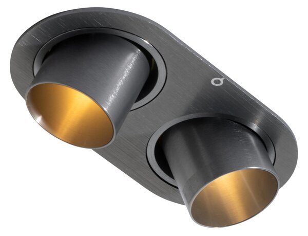 Zakulacené zapuštěné bodové svítidlo antracitově šedé GU10 35 mm výklopné 2-světlo - Installa