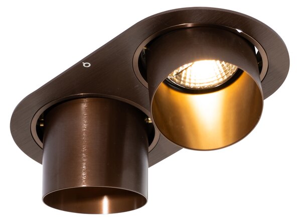 Zakulacené zapuštěné bodové svítidlo tmavě bronzové GU10 70 mm výklopné 2-světlo - Installa