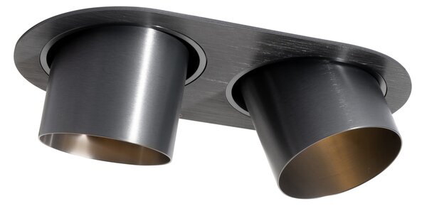 Zakulacené zapuštěné bodové svítidlo antracitově šedé GU10 70 mm výklopné 2-světlo - Installa