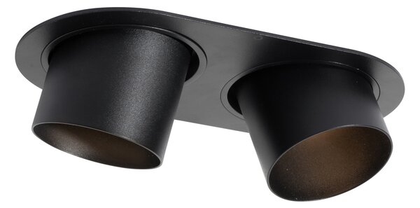 Kulaté zapuštěné bodové svítidlo černé GU10 70 mm výklopné 2-světlo - Installa