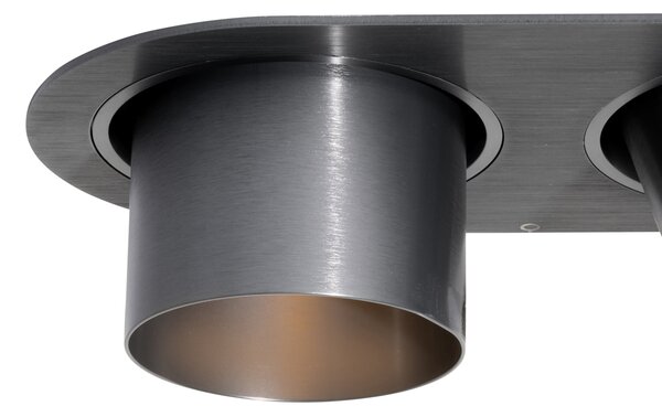 Sada 6 zapuštěných bodových svítidel Gunmetal GU10 70mm naklápěcí 2-světla - Installa