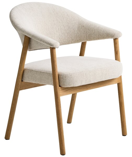 Unique Furniture Krémově bílá jídelní židle Elk s dubovou podnoží