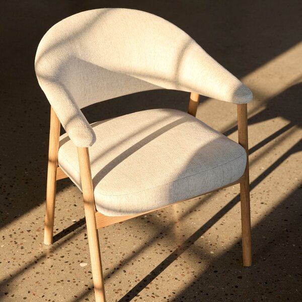 Unique Furniture Krémově bílá jídelní židle Elk s dubovou podnoží