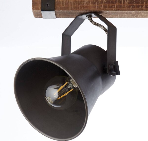 Brilliant Stropní světlo Plow, černá/dřevo tmavé, stmívatelný, Tmavé dřevo, Obývací pokoj / jídelna, Dřevo, Industriální design