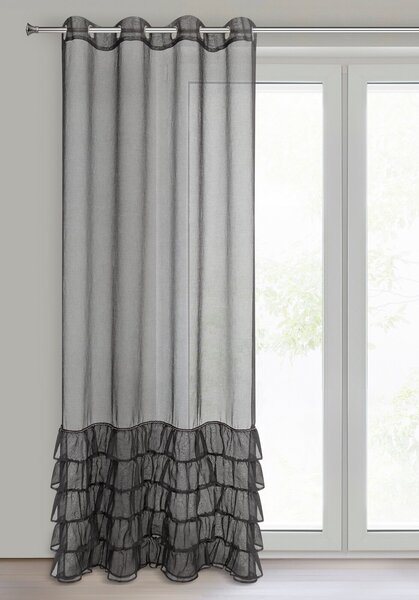 ZÁCLONA NA KROUŽČÍCH CARLI 140X250 CM ČERNÁ