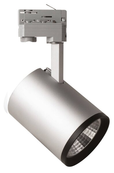 MEGAMAN LED spot Marco pro 3fázovou dráhu stříbrná 4 000K, Hliník / šedá / zinek, Obývací pokoj / jídelna, Hliník, Moderní