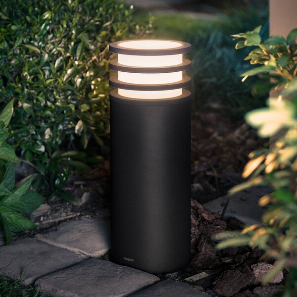 Philips Hue LED žárovka Lucca, černá, RGBW smart, IP44, stmívatelný, Černá, Hliník, Moderní