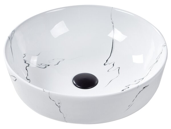 Umyvadlo na desku HOPI ⌀ 42 cm Keramika Bílý mramor