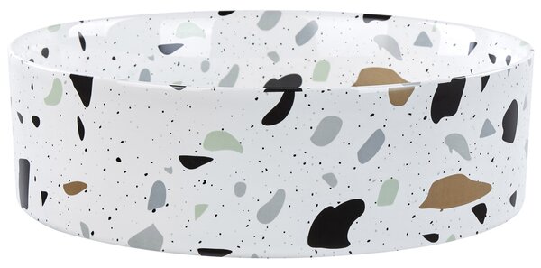Umyvadlo na desku NULES Bílé terrazzo ⌀ 40 cm Keramika
