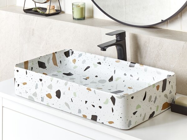 Umyvadlo na desku NULES 51 x 34 cm Keramika Bílé terrazzo