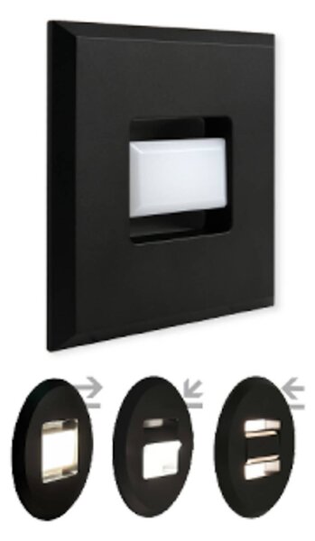 MEGAMAN LED podhledové svítidlo Tina, černé, délka 9 cm, otočné, Černá, Obývací pokoj / jídelna, Plast, Moderní
