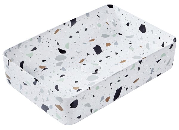 Umyvadlo na desku NULES Bílé terrazzo 61 x 35 cm Keramika