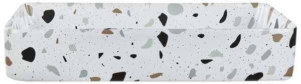 Umyvadlo na desku NULES Bílé terrazzo 61 x 35 cm Keramika