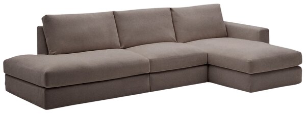 Kave Home Tmavě hnědá modulární rohová pohovka Alea 340 cm, pravá