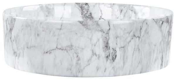 Umyvadlo na desku MANIS Bílý mramor ⌀ 40 cm Keramika