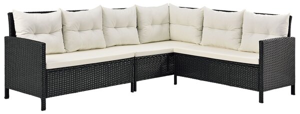 Juskys Zahradní ratanový set Manacor - černý/krémové podušky