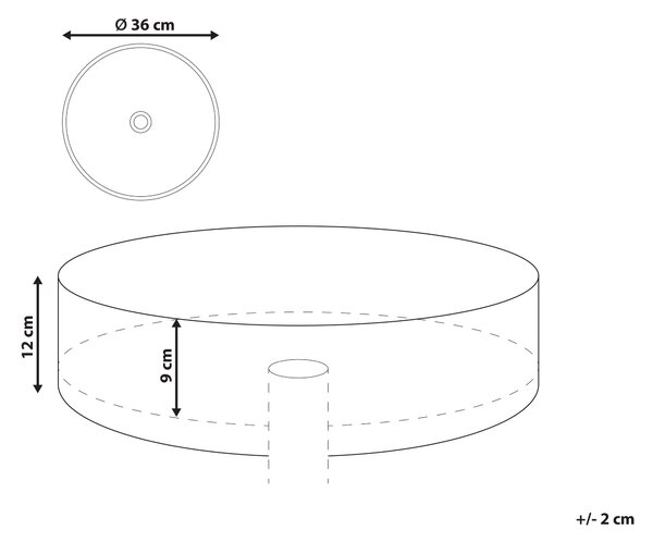 Umyvadlo na desku CALIG Krémově bílá ⌀ 36 cm Keramika