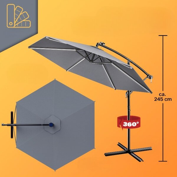 Deuba LED slunečník Mali Ø350 cm - antracit